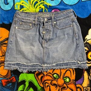 American Eagle Outfitters Frayed Hem Denim Mini Skirt
